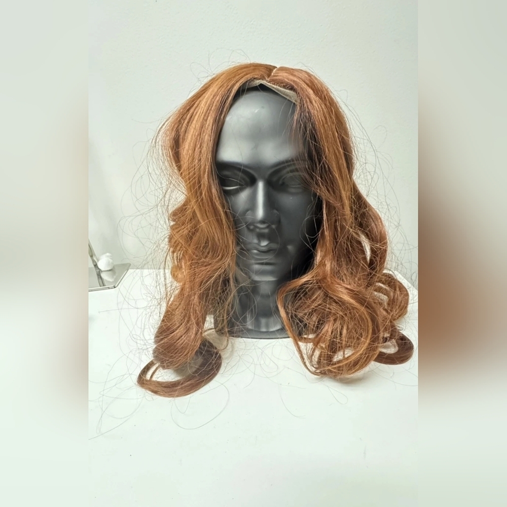 Auburn Wig Long Wavy Curly 24" Lace Middle Part Front Band Several Length